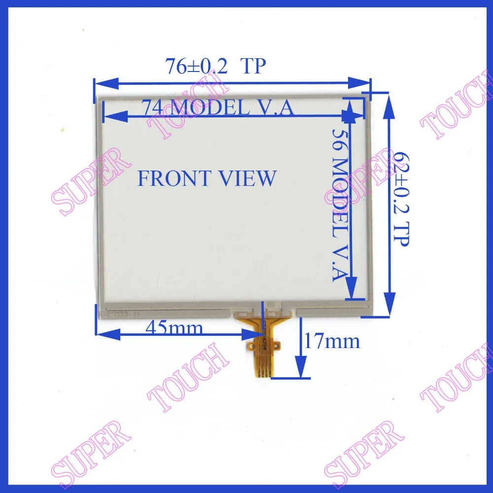 

ZhiYuSun NEW 4WCB11 touch screens 3.5 inch for MP3 MP4 PDA MP5 4 lines touch screen 76* 62mm screen free shipping GLASS