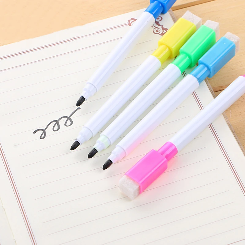 5pcs/lot Whiteboard Marker Pen Built In Magnetic Eraser Kids Stationery Erasable Pen Black Ink Office School Supplies