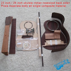 23 cale/26 cali DIY zestaw Ukelele Ukulele palisander tylna strona Picea Asperata korpus palisander zestaw podstrunnicy wszystkie pojedyncze połączenie