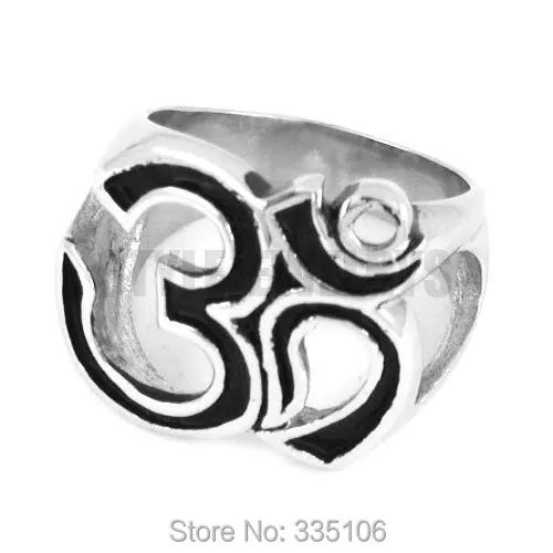 Om Symbol, Buddhism, Zen Art Ring Stainless Steel Jewelry India Om Yoga Motor Biker Men Ring Wholesale SWR0301A