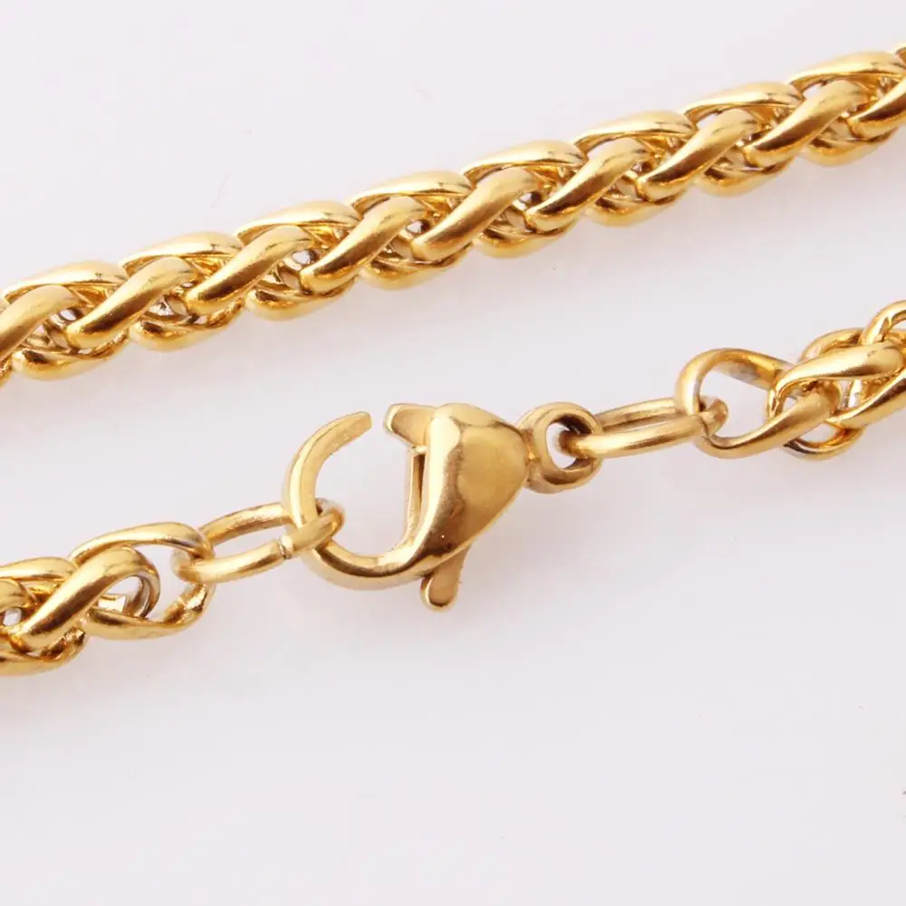 Necklace For Women Men Gold Color Venetian Curb Snail Foxtail Link Chain Necklace Fashion Jewelry Gift Party 3/4/5/6/7mm Width