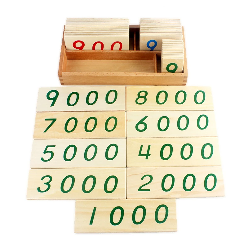 High Quality Montessori Materials Wooden Card Number 1-9000 Small Digital Student Used Math Toys Early Educational Learning Gift