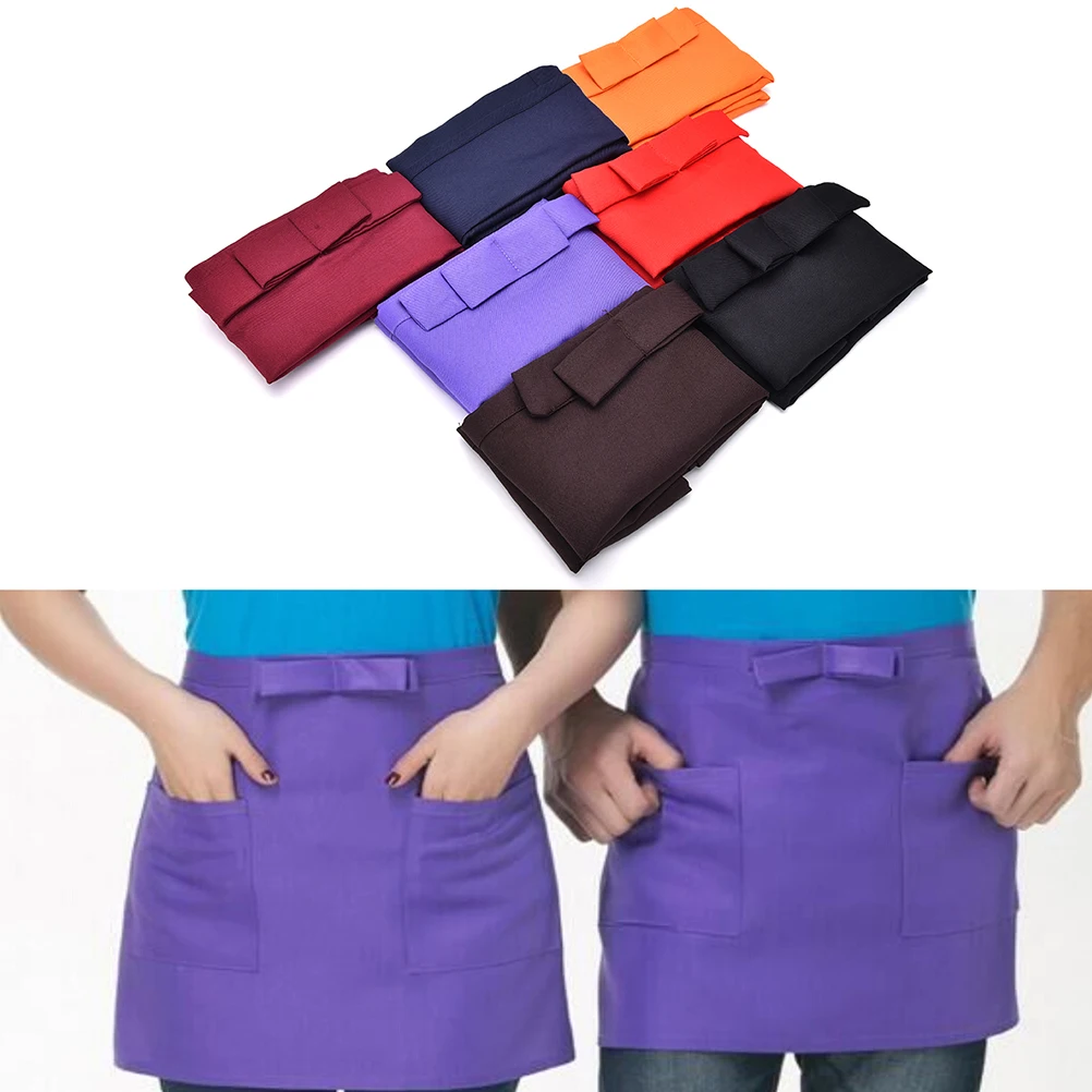 High Quality Bar Pub Kitchen Cotton Bow Short Half Waist Apron Cafe Server Waiter Waitress