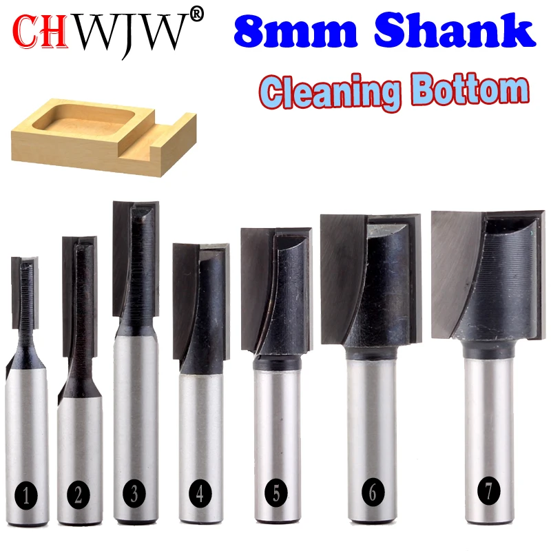 1PC 8mm Shank high quality Bottom Cleaning Straight/Dado Router Bit Set 5,6,8,10,12,16,18mm Diameter Wood Cutting Tool – Chwjw