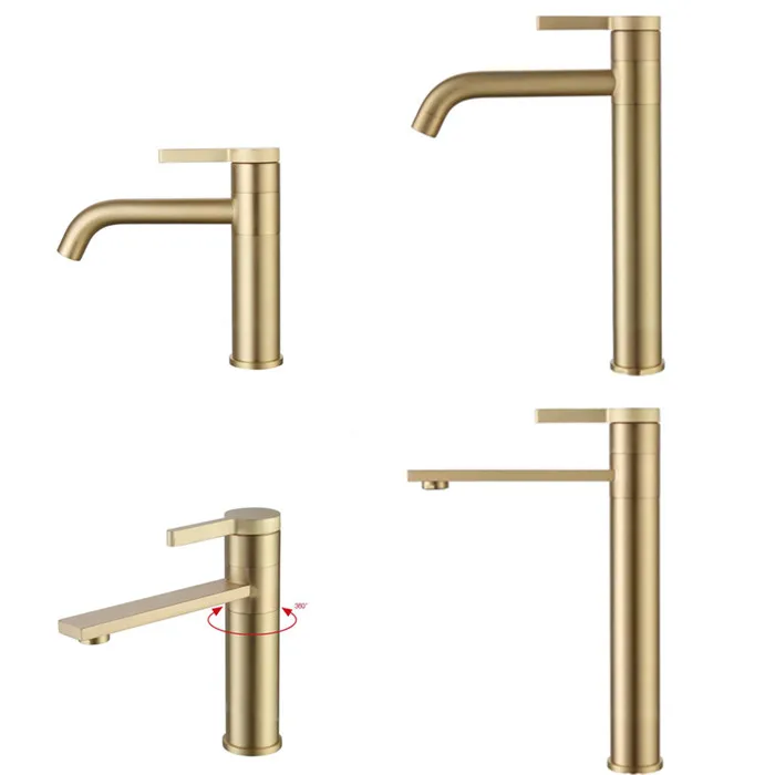 

Bathroom Basin Faucet Sink Mixer Tap Solid Brass Tap Water Faucet Waterfall Brushed Gold Basin Mixer Faucet BG01