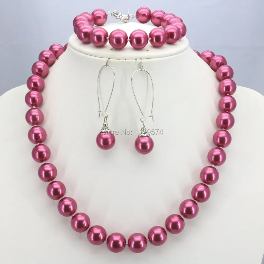 Hot Sale 10mm Accessories Red Glass Pearl Beads Necklace Bracelet Earrings Sets Jewelry Making Design Christmas Gift Women Girls