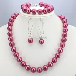 Hot Sale 10mm Accessories Red Glass Pearl Beads Necklace Bracelet Earrings Sets Jewelry Making Design Christmas Gift Women Girls