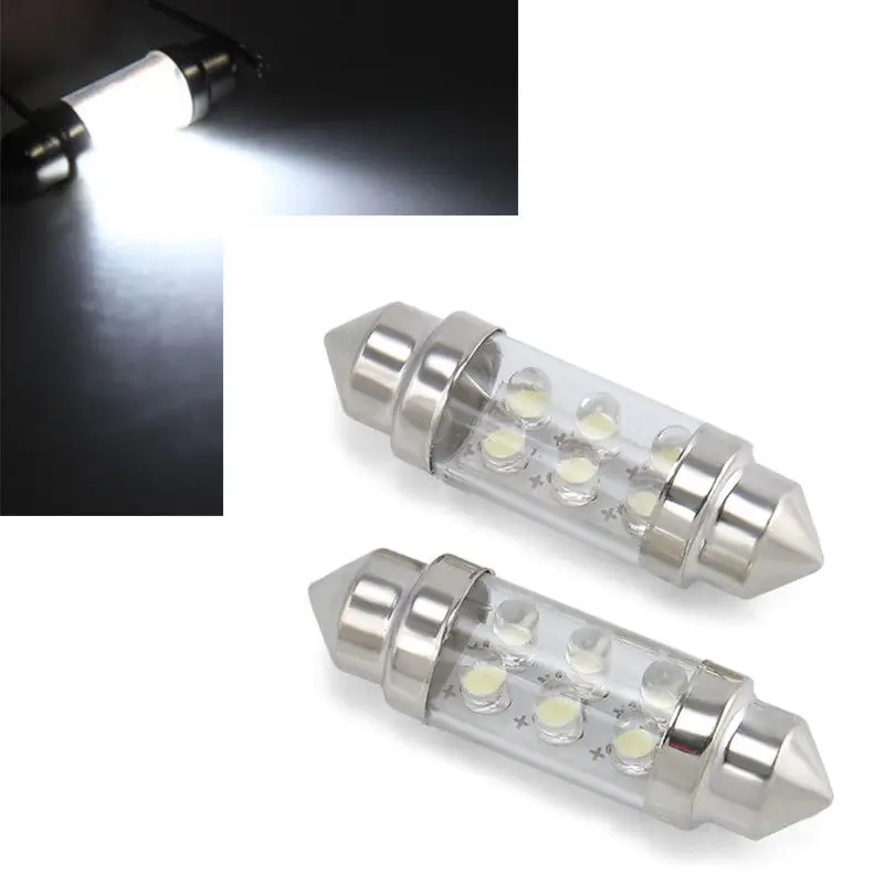 

JX-LCLYL 2pcs 36mm 6LED Festoon Car Interior Dome Lamp License Plate Light Bulb White