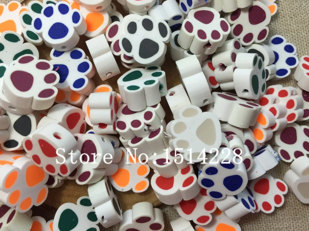 Hot selling mixed 100pcs/lot  polymer clay cute footprint  beads for home decoration,DIY