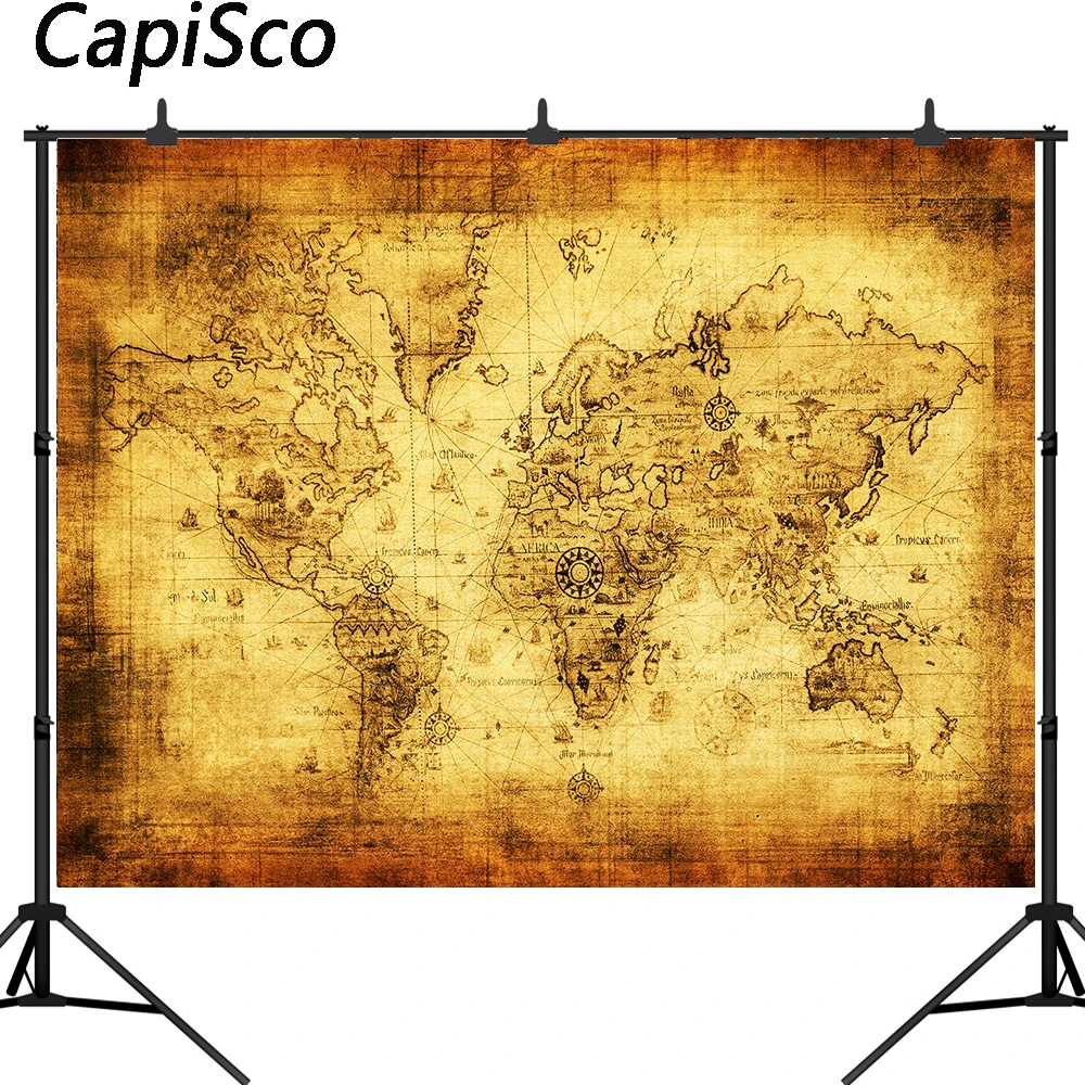 Capisco photographic background Map navigation ancient world travel customization new backdrop photocall photo printed custom