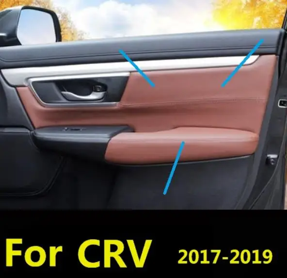 Microfiber Front/Rear Door Panel  Armrest  Leather Cover Protective Trim For Honda CRV 2017 2018 2019 2020 2021 Car Interior