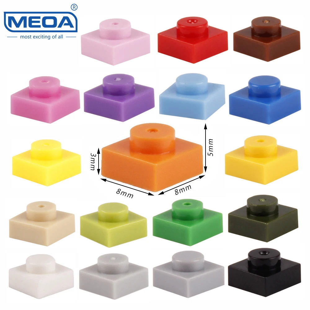 MEOA Building Blocks Spare Parts 1X1 Lower Bricks Small Blocks 100% Compatible DIY Assemble Toy for Adult Children 100g=500pcs