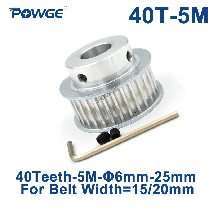 

POWGE 40 Teeth HTD5M Synchronous Pulley Bore 8/10/12/14/15/16/17/18/19/20/22/25mm for Width 15/20mm 5M Timing Belt 40Teeth 40T