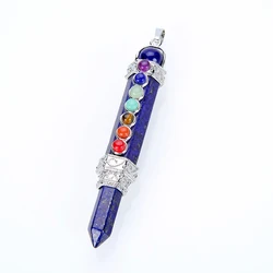 Silver Plated Natural Stone Amethysts Pink Crystal Pendulum Charms Necklaces Reiki Healing 7 Chakra Beads Pencil Point Pendants