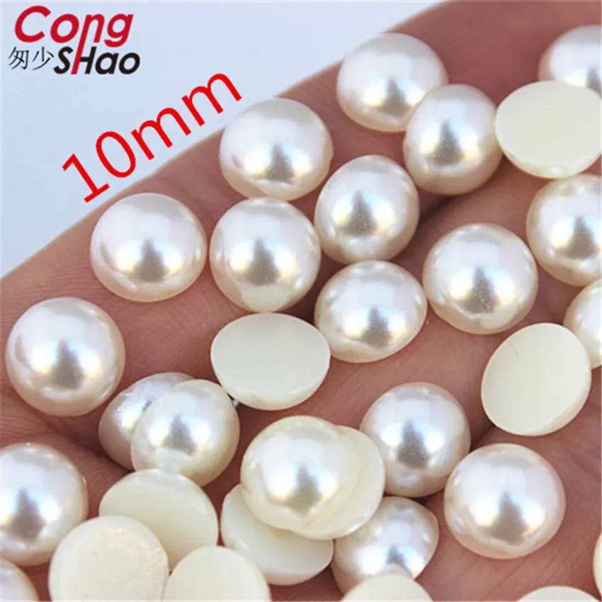 6/8/10/12mm flatback White/Ivory imitation pearl beads ABS Acrylic Round Rhinestone DIY Wedding Dress Button Accessories ZZ248