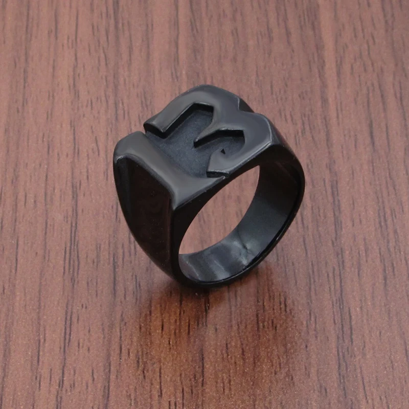 Punk 316L Stainless Steel Gold Plated Black Plated Number 13 Ring Vintage Jewelry