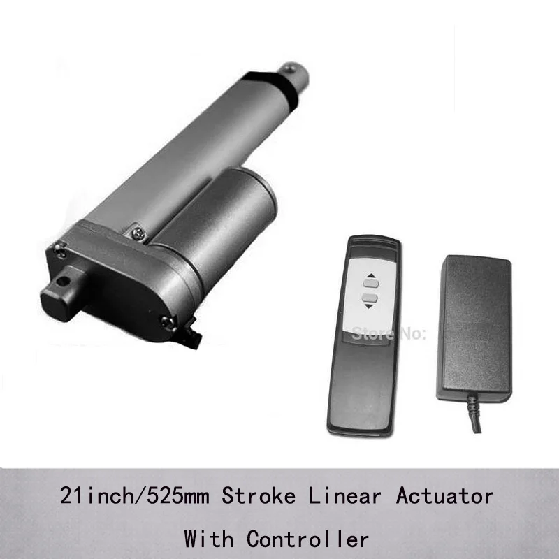 

24 volt linear actuator with 21inch/525mm stroke, 1000N/100kgs load linear actuator for solar tracker with remote controller