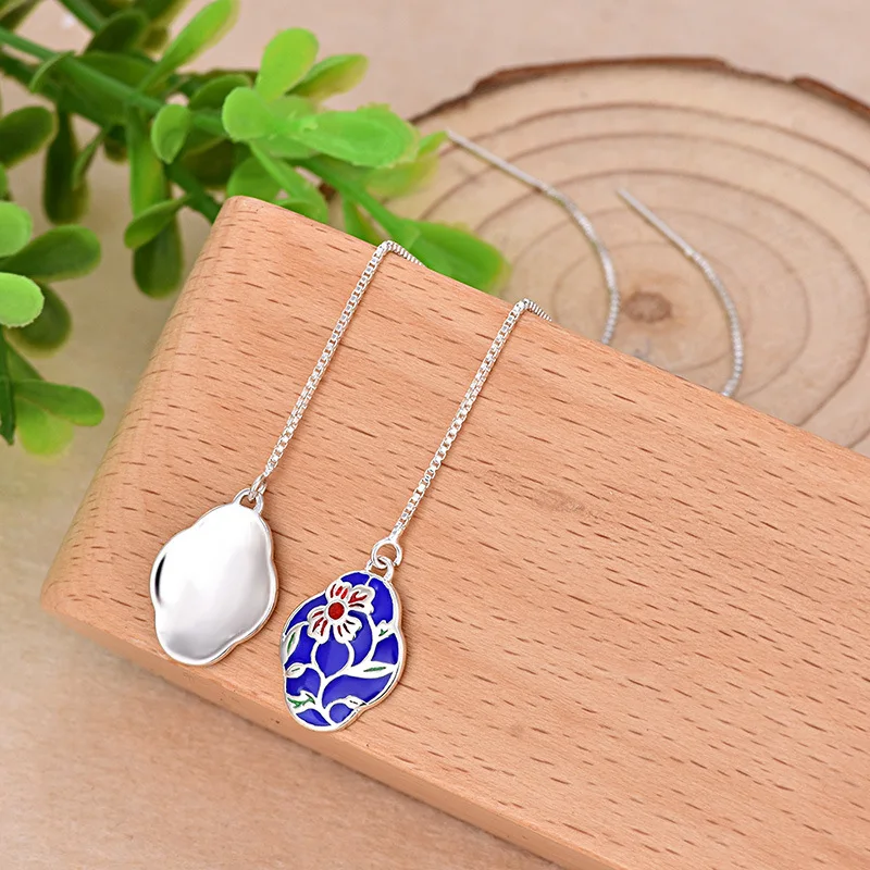 

Buyee 925 Sterling Silver Female Long Earring Elegant Peony Flower Dangle Earring for Women Fashion Ethnic Fine Jewelry Earring