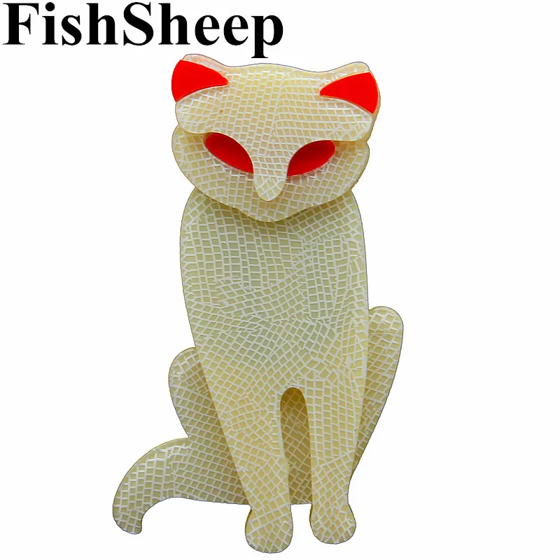 

FishSheep New Cute Acrylic Cat Brooches for Women Acetate Fiber Animal White Fox Brooches Ladies Lapel Pin Broches Gifts