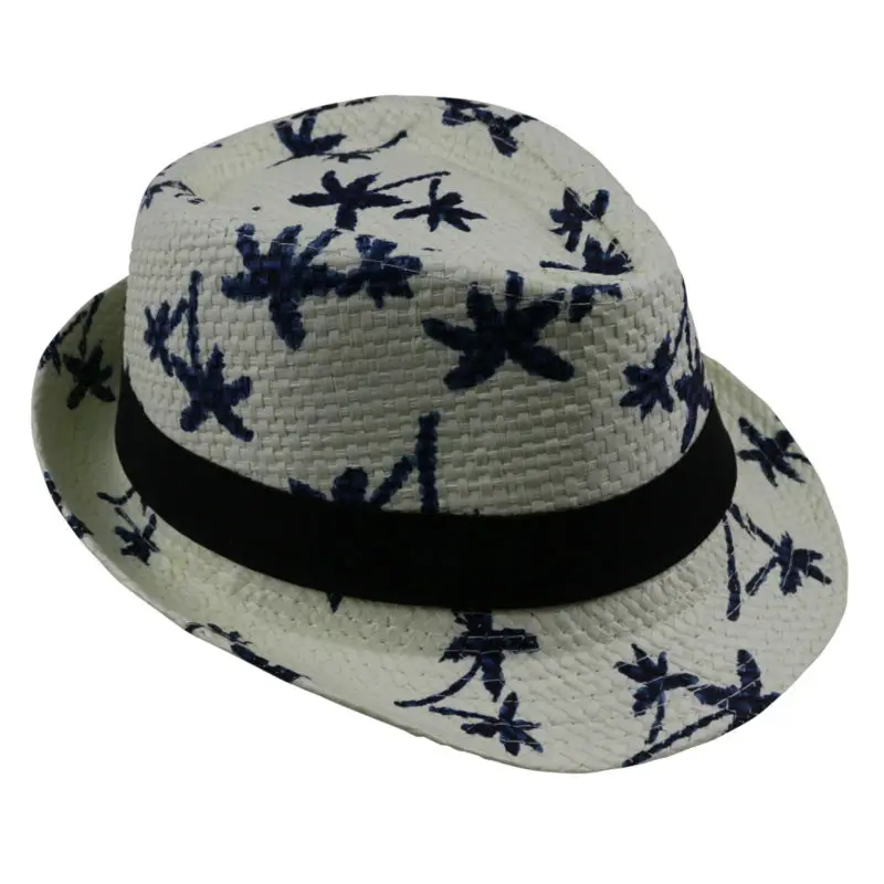 LNPBD 2017 hot sale Summer straw Sun hat kids Beach Sun hat Trilby panama Hat handwork for boy girl Children 4 colour