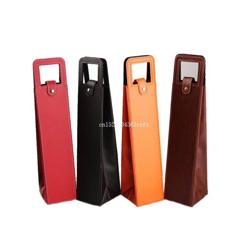 20pcs PU Leather Wine Bags Red Wine Bottle Bags Packaging Case Gift Storage Boxes With Handle Portable Bar Accessories