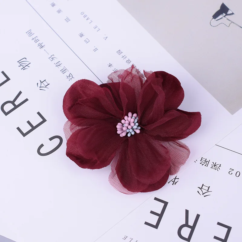 10PCS 8Colors Mini Chiffon Fabric Flower For Wedding Invitation Artificial Flowers For Dress Decoration