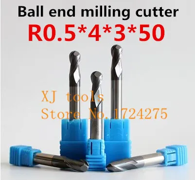 Tungsten steel cutter globular-shaped head cutting hardness HRC50 CNC carving tools CNC Milling Knife R0.5*4*3*50MM