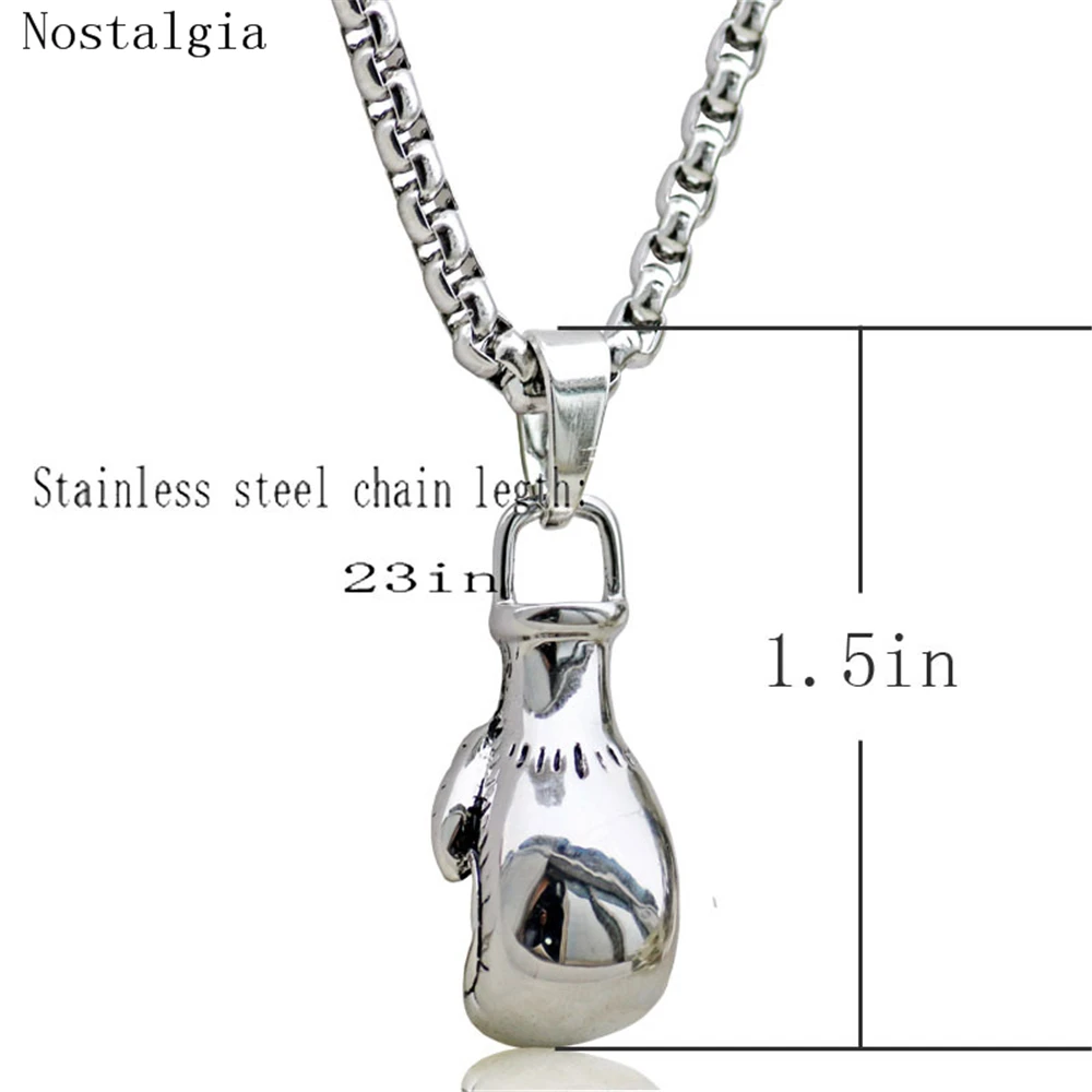 Stainless Steel chaiMuay Thai Boxing Glove Charm Pendant Necklace Gold-Color Sport Style Gym Athlete Statement Necklace Men gift