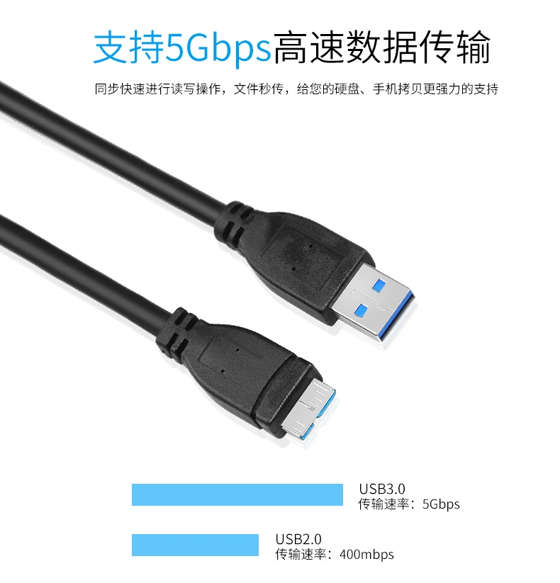 USB 3.0 Type A To Micro B Cable USB3.0 Fast Data Sync Cable Cord For External Hard Drive Disk HDD Samsung S5 30cm 50cm 100cm