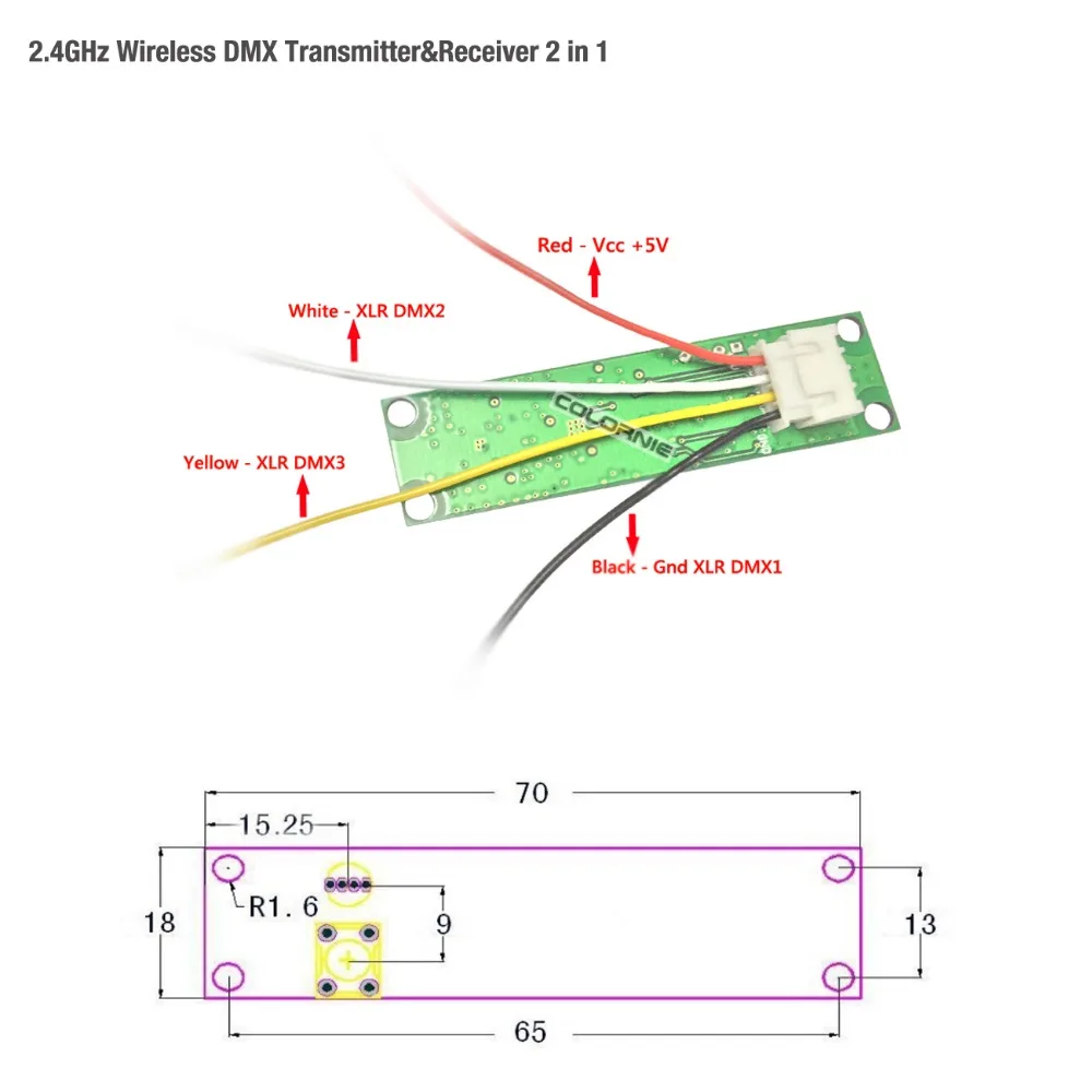 Wireless Dmx512 Controller One Transmitter And One Receiver PCB Module into the led stage lighting For Upgrade Stage Lighting