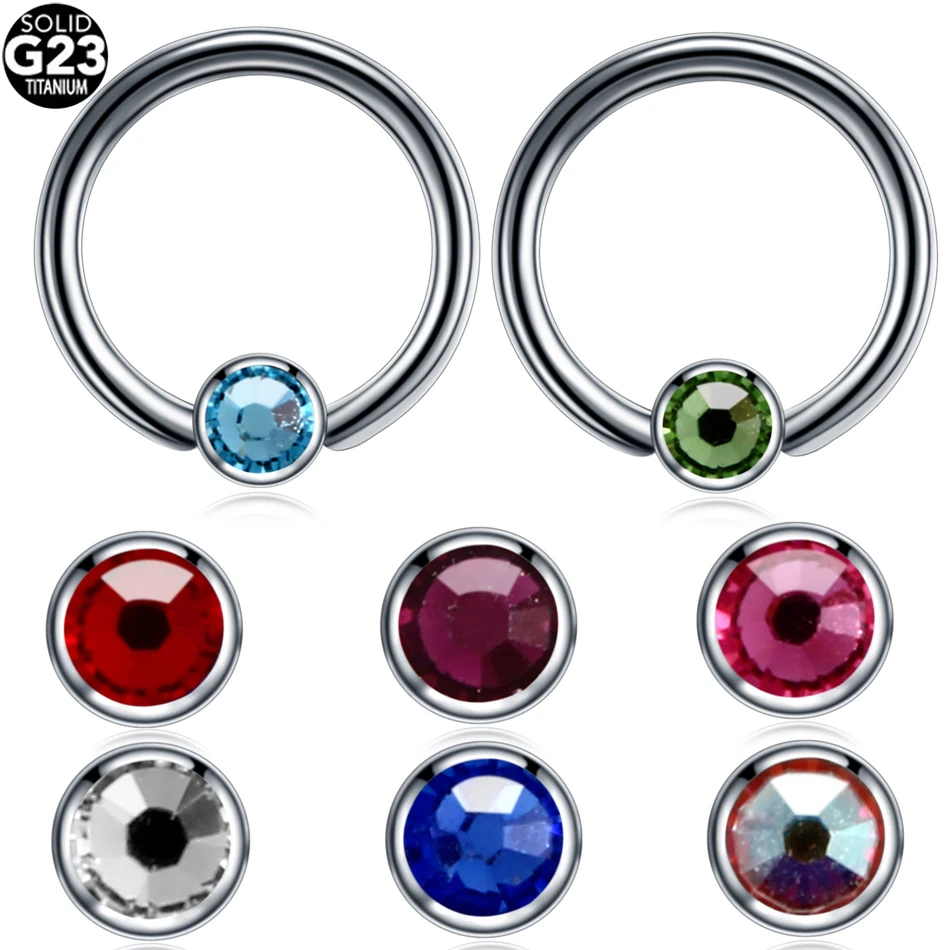 16G Titanium Opal Captive Bead Ring Horseshoe Circular Piercings Sexy BCR Lip Nose Ear Tragus Septum Rings Body Piercing Jewelry