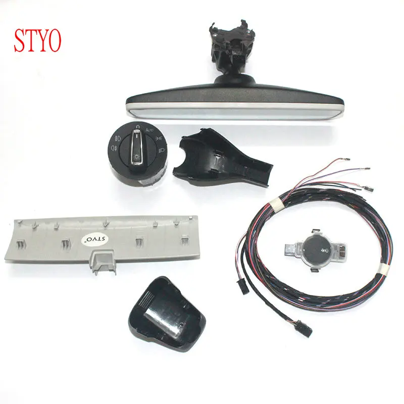 STYO Car Auto headlight switch+Rain Light Wiper Sensor+ Dimming Rear View Mirror For VW Golf 7 MK7