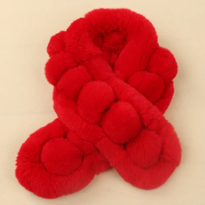 

Rex rabbit wool fur collar Ms. edition winter pure color ball thickening rabbit fur scarf female