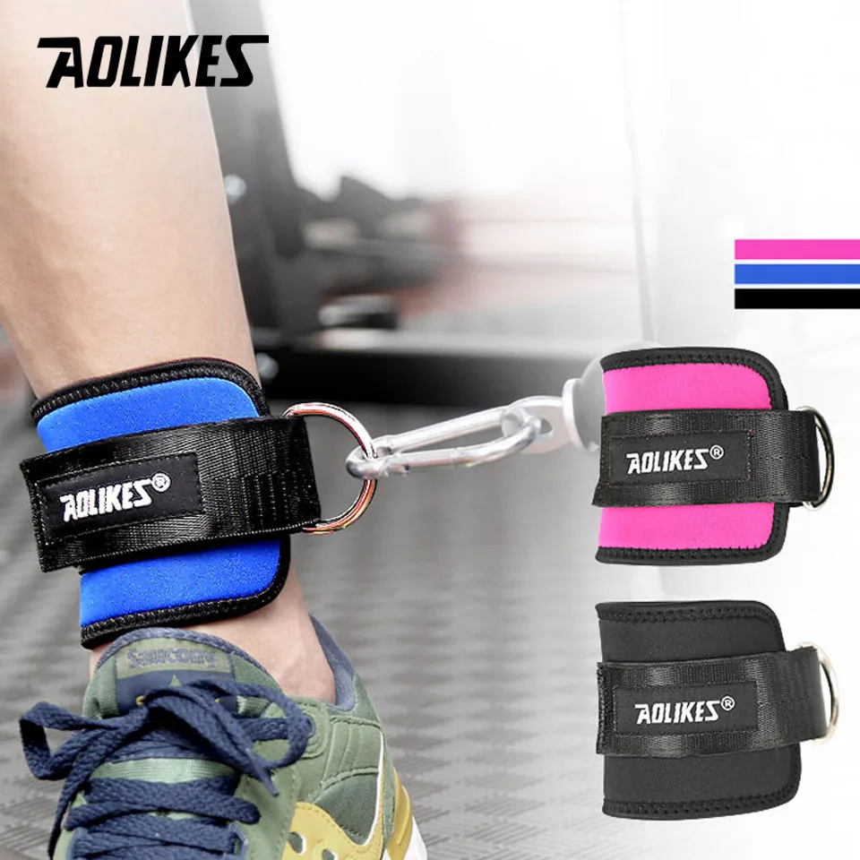 AOLIKES 1PCS Cable Ankle Straps For Cable Machines Leg Exercises Double D-Ring Ankle Cuffs For Gym Workouts Glutes Legs Strength