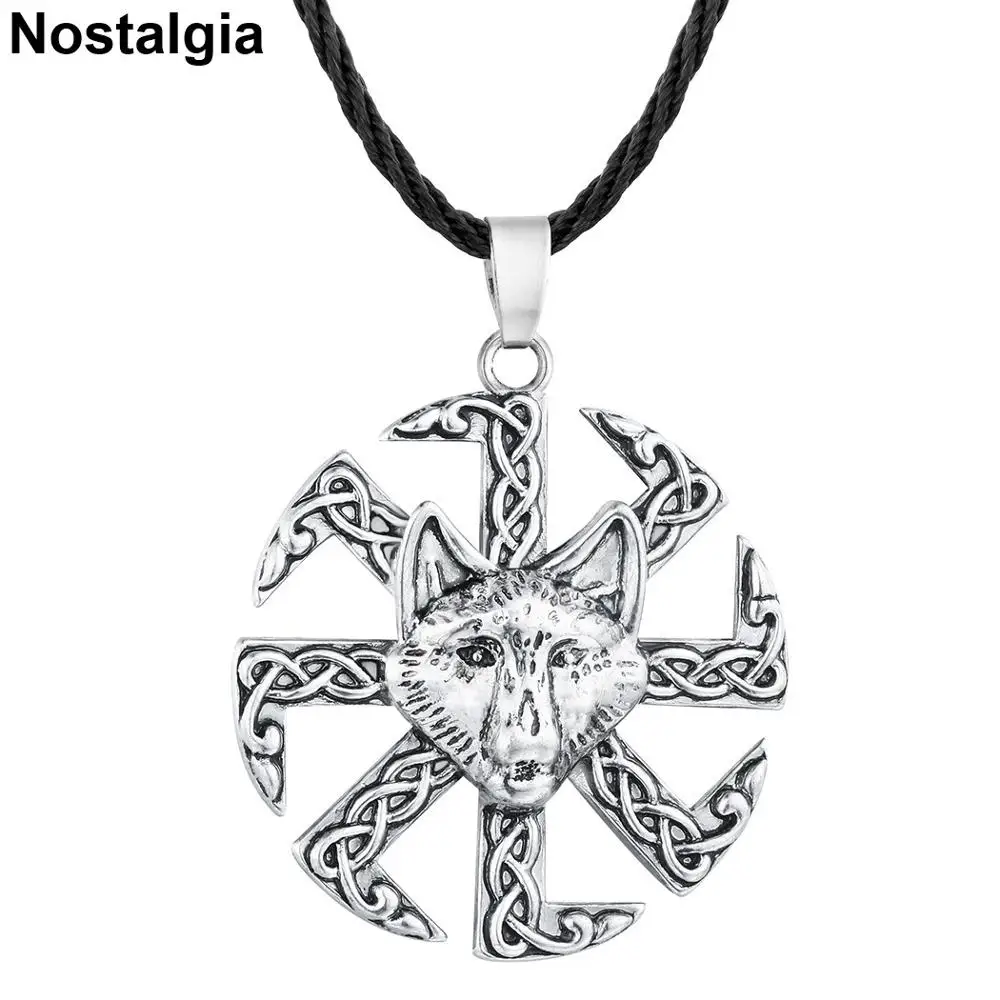 Slavic Kolovrat Pendant Symbol Star Of Russia Wolf Pendant Amulet Pagan Talisman Norse Runes Viking Necklace