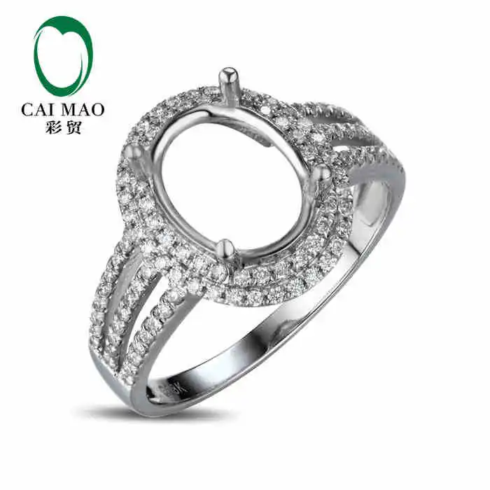 

CaiMao Oval cut Semi Mount Ring Settings & 0.44ct Diamond 18k White Gold Gemstone Engagement Ring Fine Jewelry