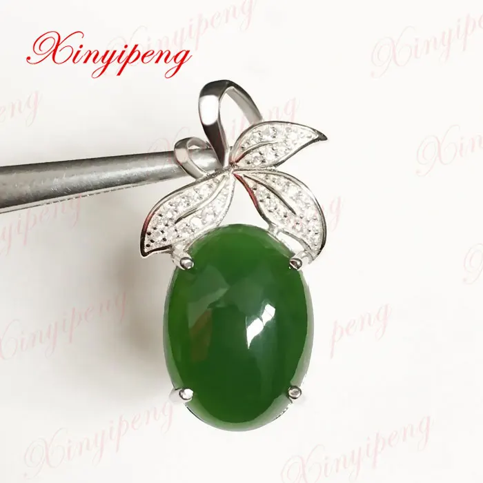 

925 silver with 100% natural Jasper pendant Spinach is green Simple and easy Fine jewelry