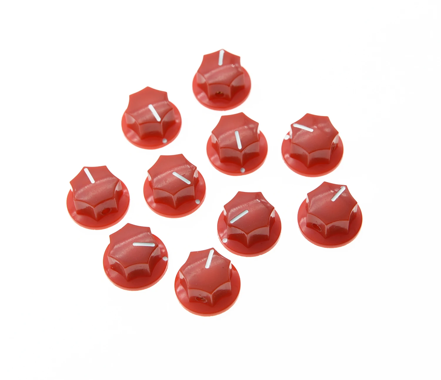 

KAISH 10x Red Small Size MXR Style Skirted AMP Knob Effects Pedal Knobs Brass Insert