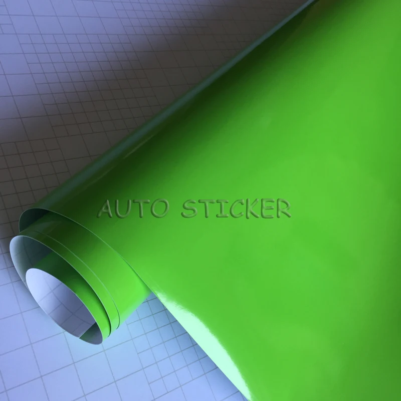 10/20/30/40/50X152CM Glossy Apple Green Vinyl Film Sticker White Gloss Wrap Foil Decal Car Motorcycle Bike Scooter Wrapping