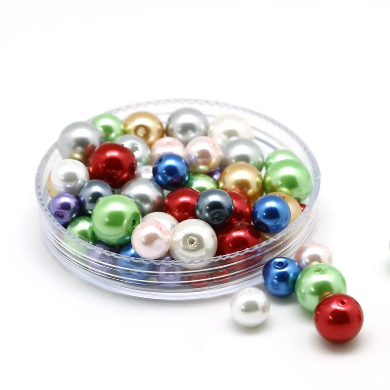 Hot Round 4 6 8 10mm Pearl Glass Beads 20-100pcs/Lot Spacer Loose Beads for Women Making Jewelry Findings Mix 13Colors Beads DIY