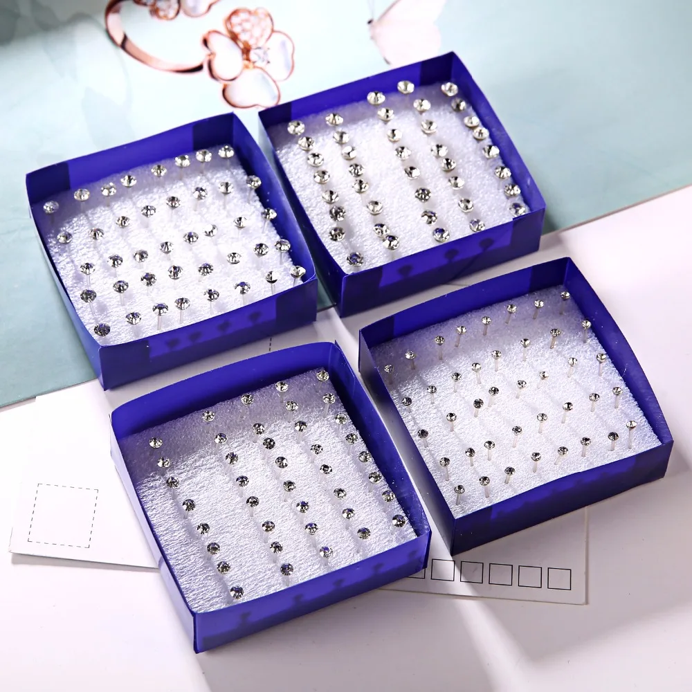 Trendy 20 Pairs/Set White Crystal Earrings Set For Women Earring Jewelry Rhinestones Stud Earrings Kit Wedding Party Girl Gift