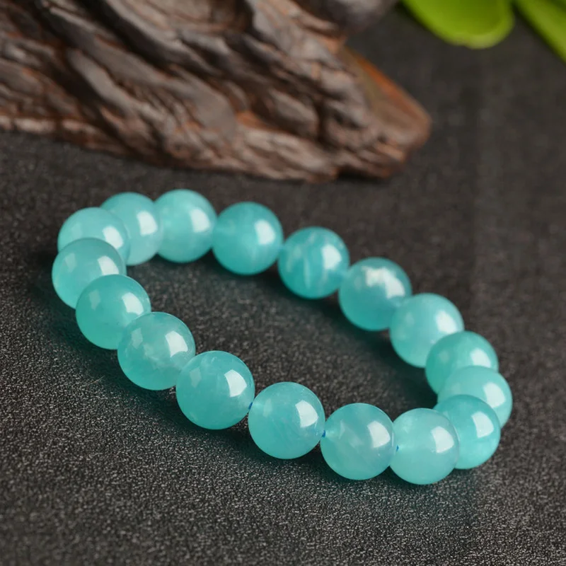 

HAPROSE Natural Stone Blue Natural Amazon Stone Bracelet 8mm Beads Romantic Yoga Crystal Energy Bracelet