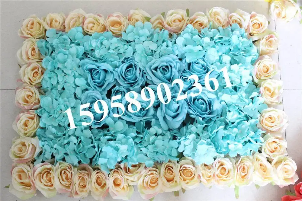 EMS Free Shipping 60*40cm Tiffany mix color Artificial silk rose flower wall wedding background lawn/pillar market decoration