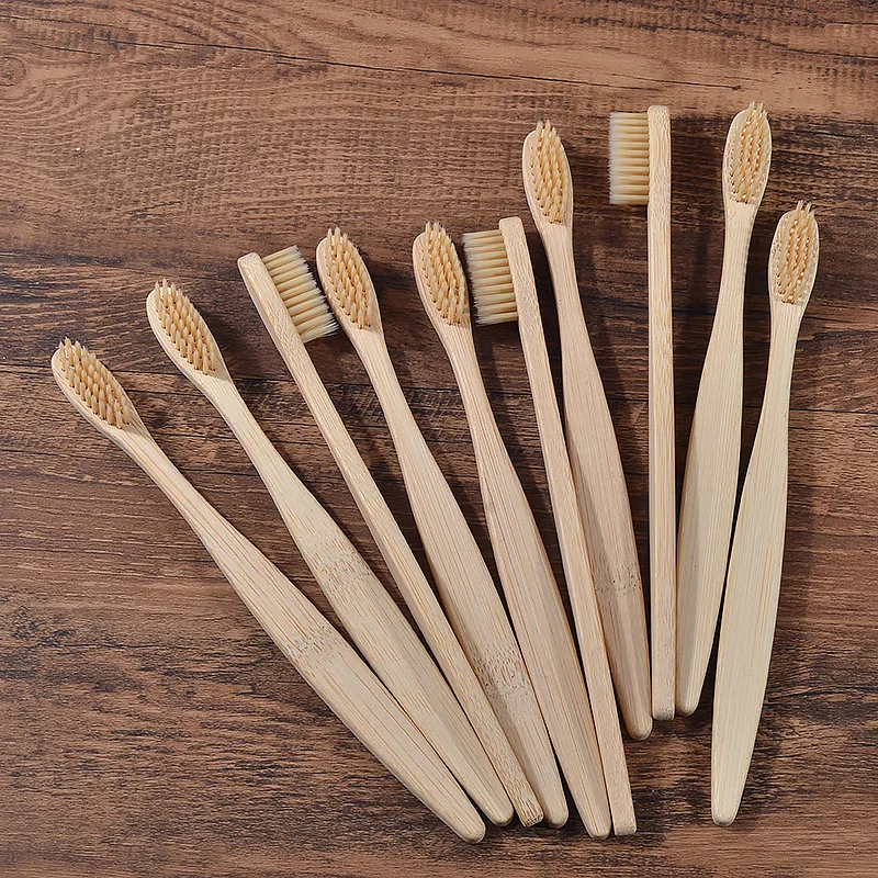 10Pcs Bamboo Toothbrush Eco Friendly Wooden Tooth Brush BPA Free Soft Bristle Tip Charcoal Adults Oral Care Toothbrushes