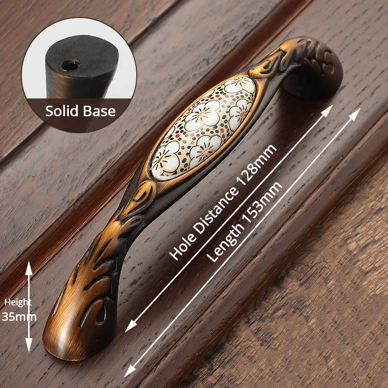 KAK Antik Bronze Keramik Schrankgriffe Vintage Schubladenknöpfe Kleiderschrank Türgriffe Europäische Möbelgriff Hardware