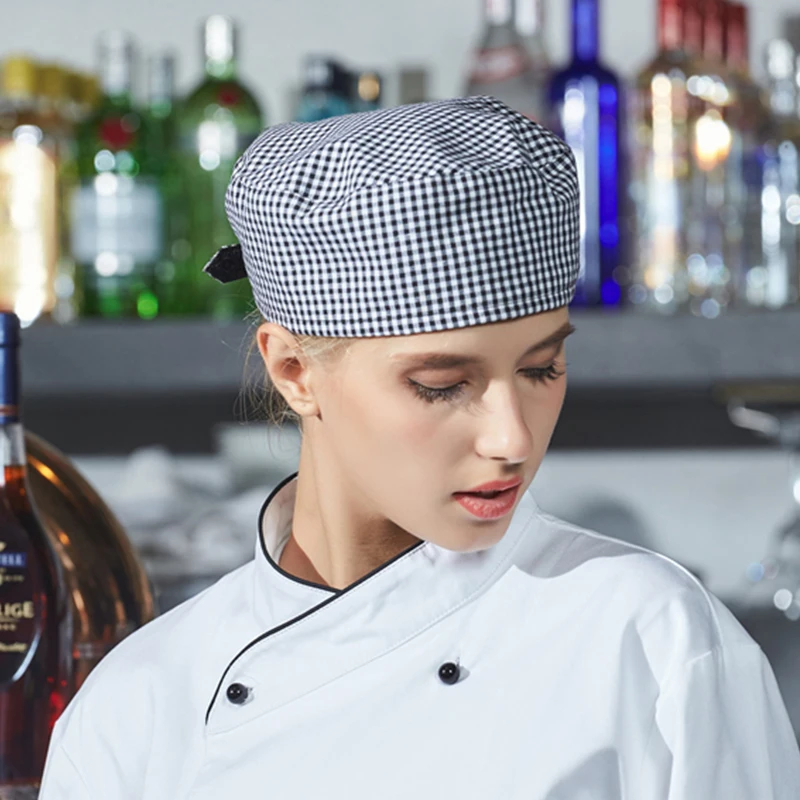 Chapéu de chef/boné qualidade, bonés de trabalho de garçãs, para homens e mulheres na cozinha, bonés planos clássicos do chef toque