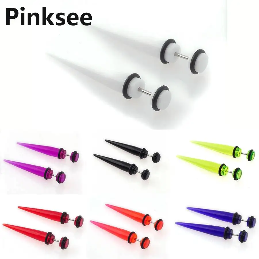 Hot Fashion 2pcs Acrylic Fake Ear Plugs Taper Gauges Expander Stretcher Stretching Ear Piercing Stud Fashion Body jewelry Free