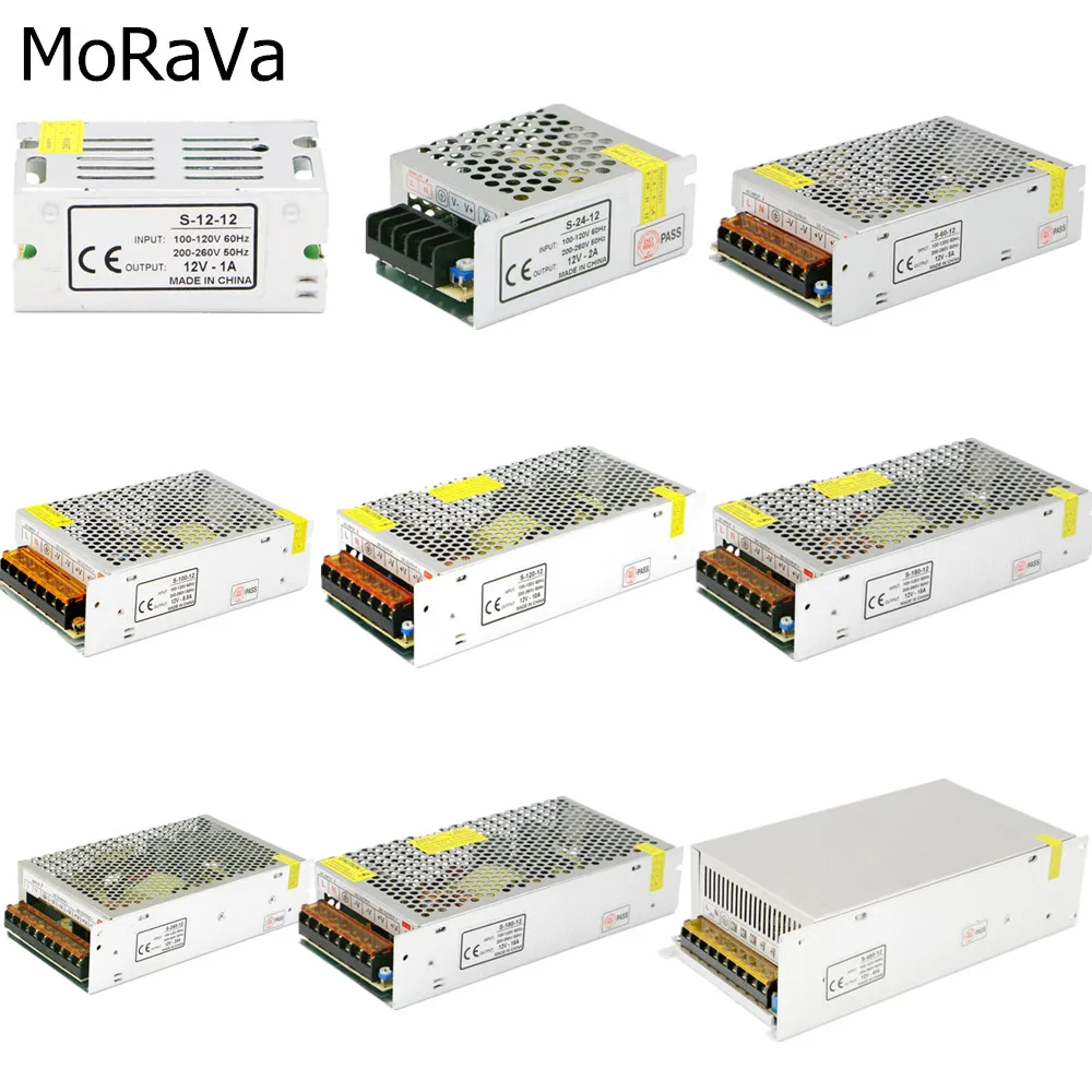 Adaptador de corriente LED, fuente de alimentación conmutada para transformador de iluminación de tira LED, CA 110V, 220V a cc 12V, 2A, 3A, 5A, 10A,