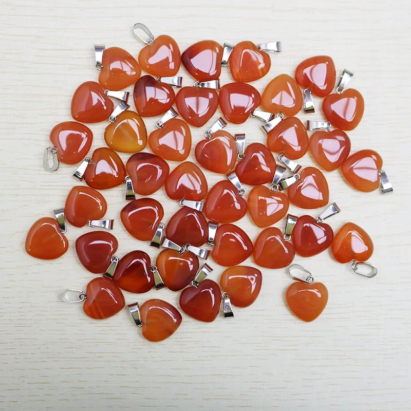 

Free Shipping 50pcs/lot Natural Red Agat e Stone Love Heart Pendant 16mm for DIY Jewelry Making friends gifts Wholesale