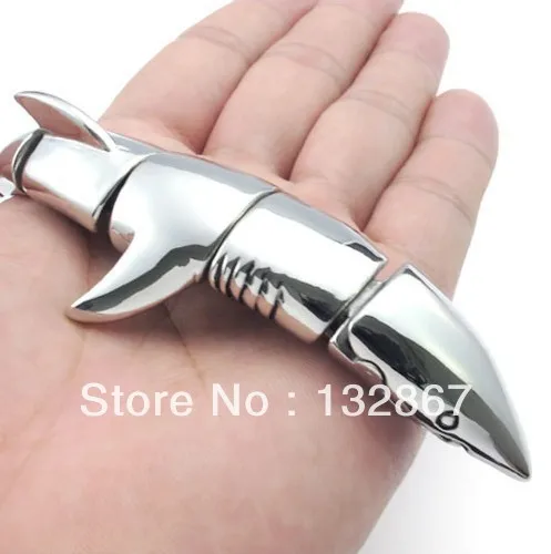 316L Stainless Steel Bangle Bracelet Chain Fashion Men Biker Shark